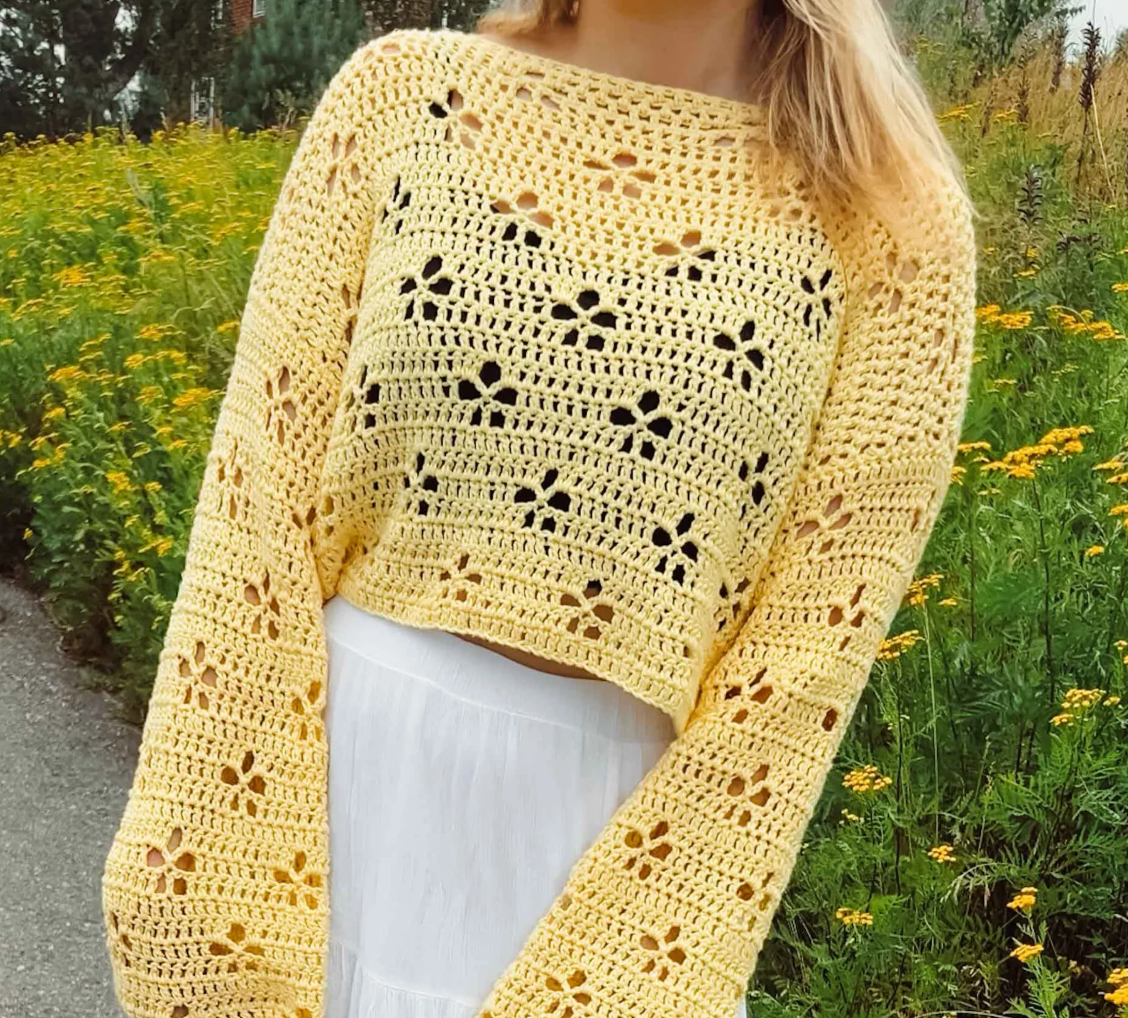 Cherry Blossom Crochet Sweater